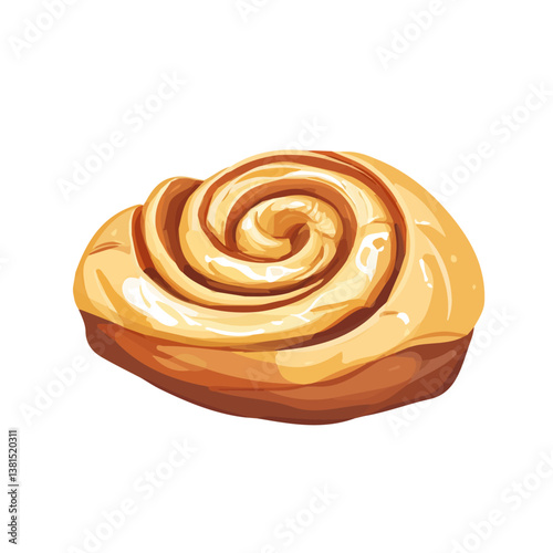 2D flat vector illustration of Danish Pastry, isolated on a white background.