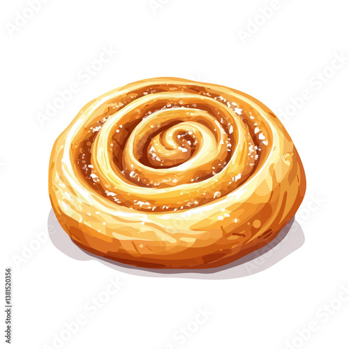 Danish Pastry 2D flat vector illustration, isolated on a white background.