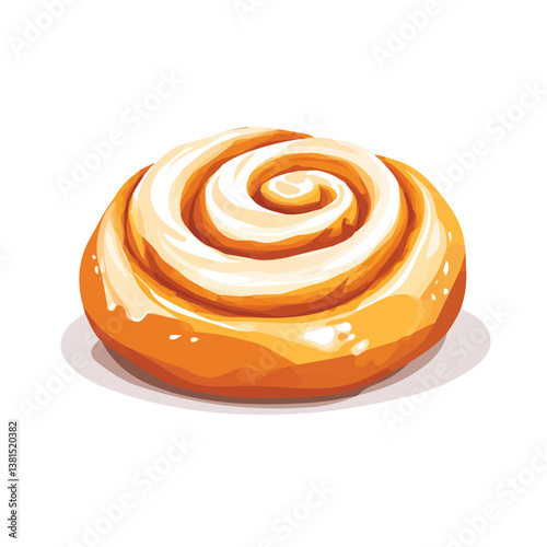 2D flat vector illustration of Danish Pastry, isolated on a white background.