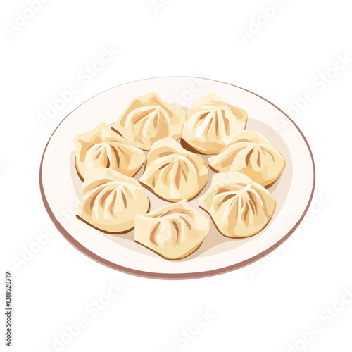 2D flat vector illustration of Dumplings, isolated on a white background.