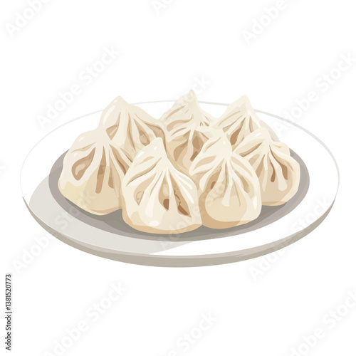 2D flat vector illustration of Dumplings, isolated on a white background.