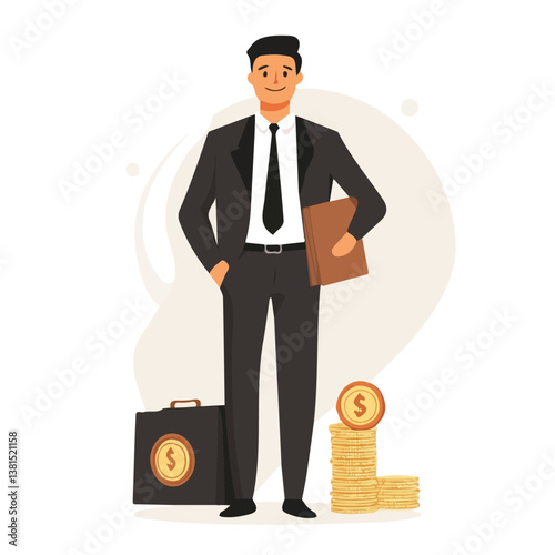2D flat vector illustration of Financier, isolated on a white background.