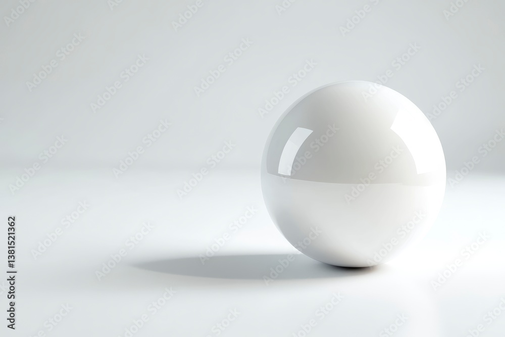 Shiny White Sphere on Clean Surface Represents Purity and Simplicity Shiny White Sphere on Clean Surface Represents Purity and Simplicity