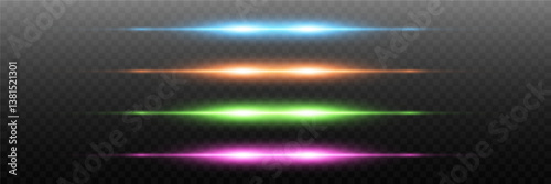 Light effect of neon lines. Effect of shine and light, flashes of laser beams.Vector.EPS 10.