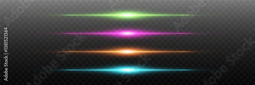 Light effect of neon lines. Effect of shine and light, flashes of laser beams.Vector.EPS 10.