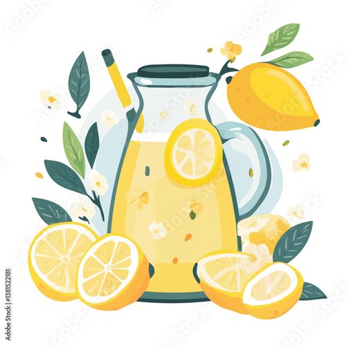 Lemonade 2D flat vector illustration, isolated on a white background.