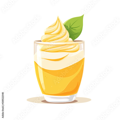 Mango Mousse 2D flat vector illustration, isolated on a white background.