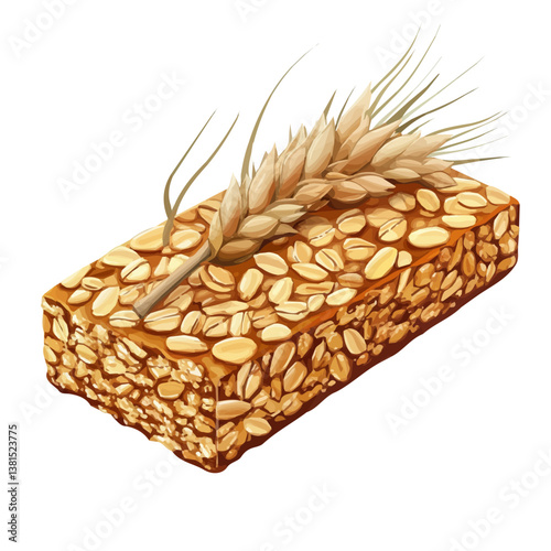 Oat Bar 2D flat vector illustration, isolated on a white background.