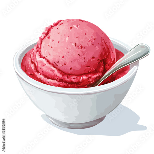 Sorbet Scoop 2D flat vector illustration, isolated on a white background.