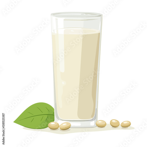 2D flat vector illustration of Soy Milk, isolated on a white background.