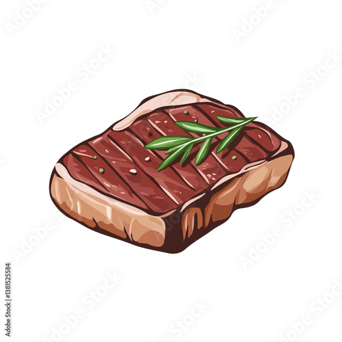 Steak 2D flat vector illustration, isolated on a white background.