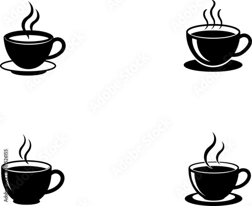 Coffee cup icon vector art, Vector of black tea cup silhouette design
