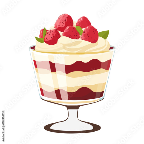 2D flat vector illustration of Trifle, isolated on a white background.
