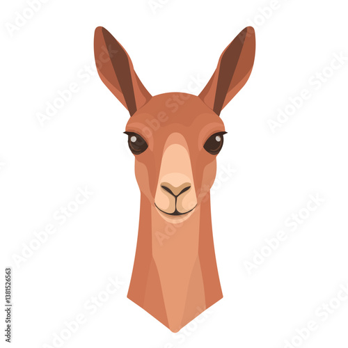 Vicuna Head 2D flat vector illustration, isolated on a white background.