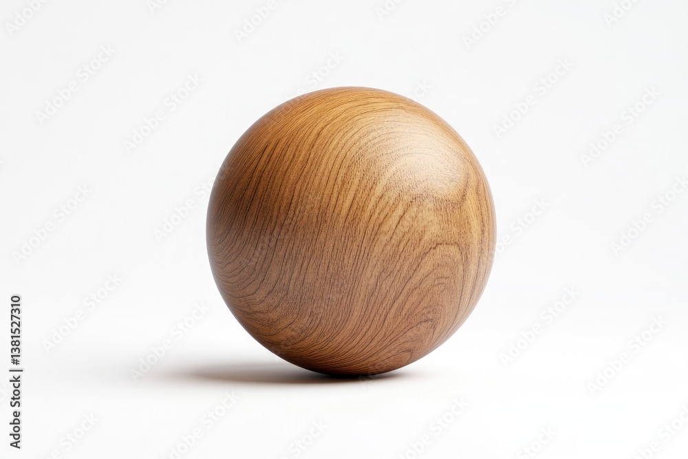 Wooden Sphere on White Background Simple Studio Shot Close-up Wooden Sphere on White Background Simple Studio Shot Close-up