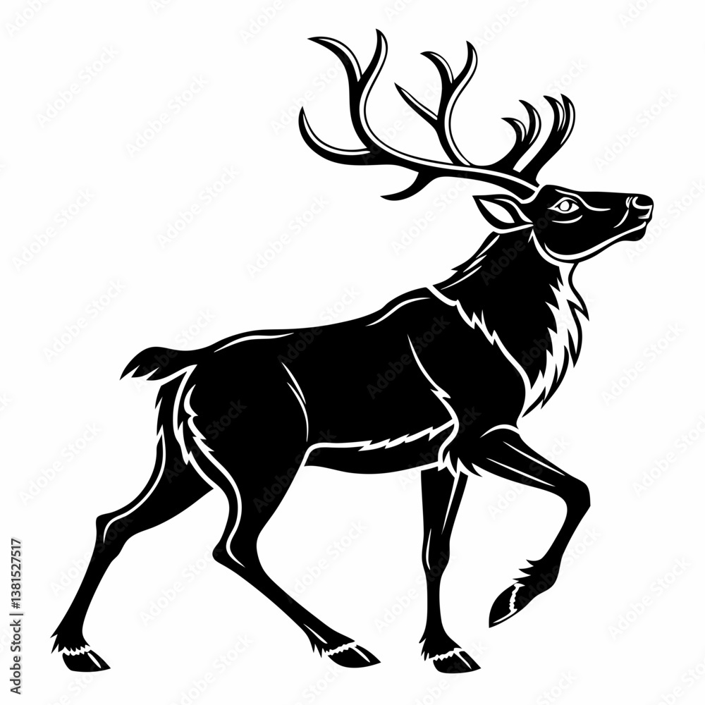 Obraz premium Reindeer silhouette icon vector