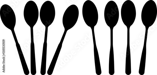 Spoon icon vector art, Vector of black teaspoon icon silhouette design