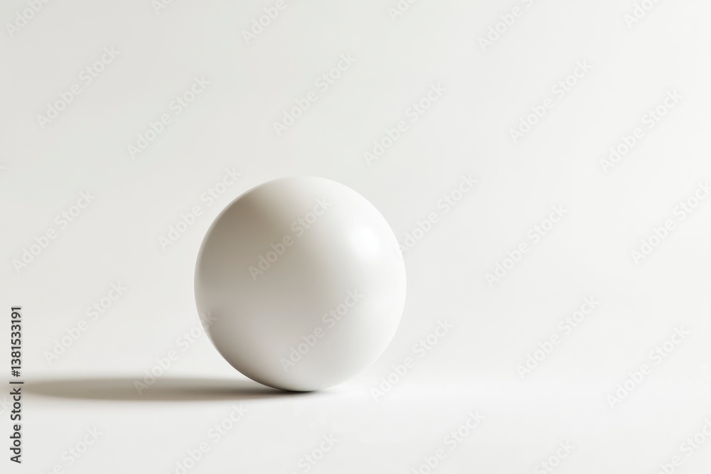 Simple White Sphere Standing with Shadow on White Background Product Shot Simple White Sphere Standing with Shadow on White Background Product Shot