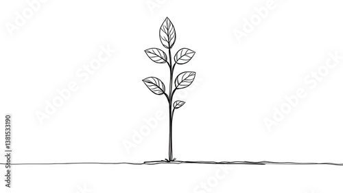 Animated growth of a hand-drawn plant on a clean white background illustrating progress