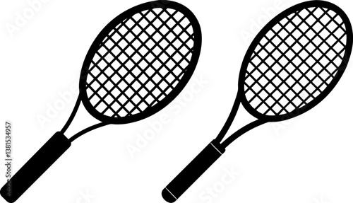 Tennis racket icon vector art, Vector of black racket icon silhouette design