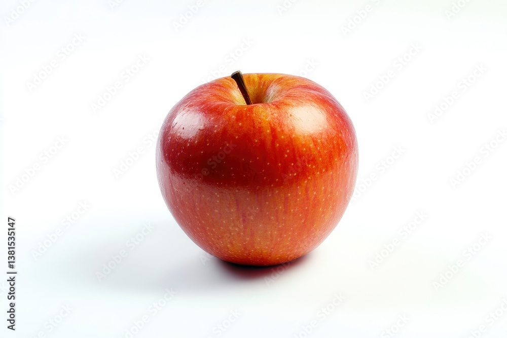 Red Apple Close-up on White Background Showing Fresh Healthy Fruit Red Apple Close-up on White Background Showing Fresh Healthy Fruit
