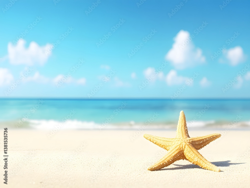 Stunning Starfish on Sandy Beach Summer Vacation Stunning Starfish on Sandy Beach Summer Vacation