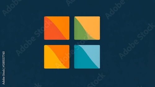 Abstract Geometric Logo Animation with Smooth Transitions on a Navy Background