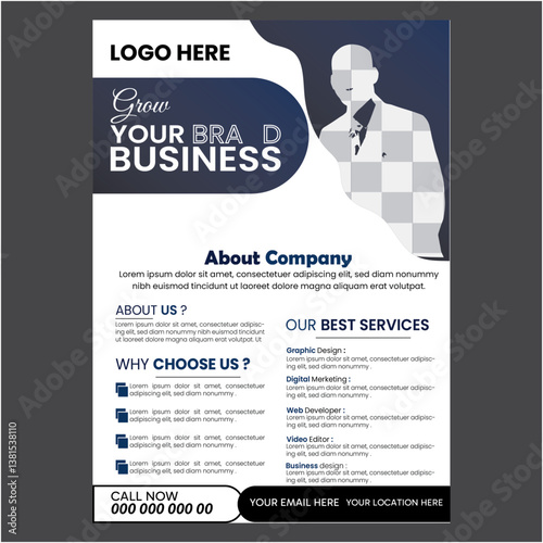 Business flyer template with photo Learning and growing company business flyer template  Business flyer template with photo