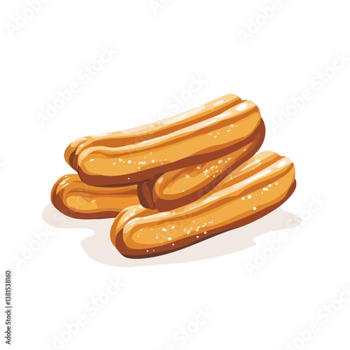 2D flat vector illustration of Churros, isolated on a white background.