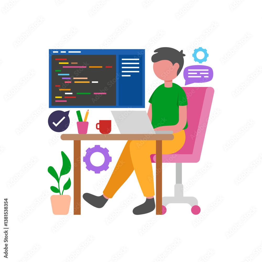Robotic Process Automation Specialist Vector Illustration Robotic Process Automation Specialist Vector Illustration