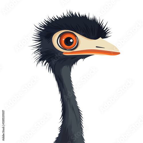 2D flat vector illustration of Emu Head, isolated on a white background.