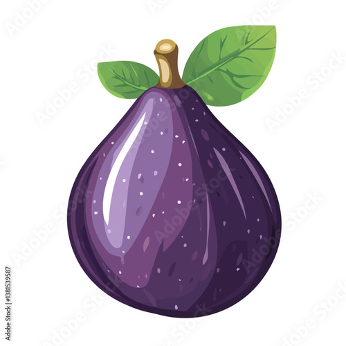 2D flat vector illustration of Fig, isolated on a white background.
