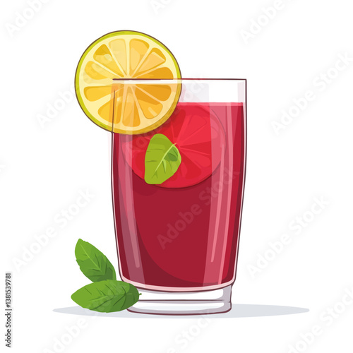 2D flat vector illustration of Fruit Punch, isolated on a white background.