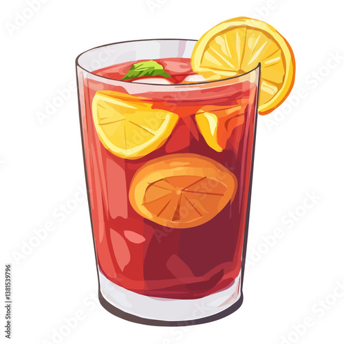 2D flat vector illustration of Fruit Punch, isolated on a white background.