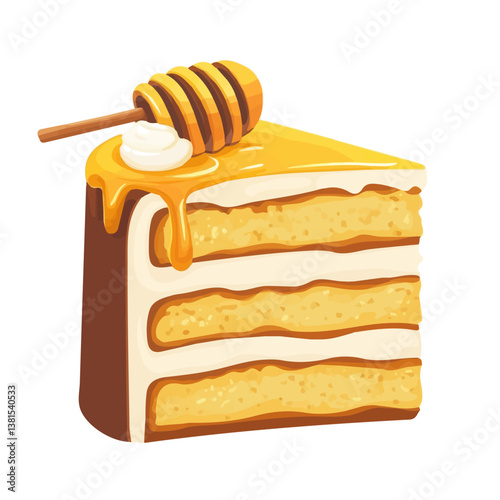 2D flat vector illustration of Honey Cake, isolated on a white background.