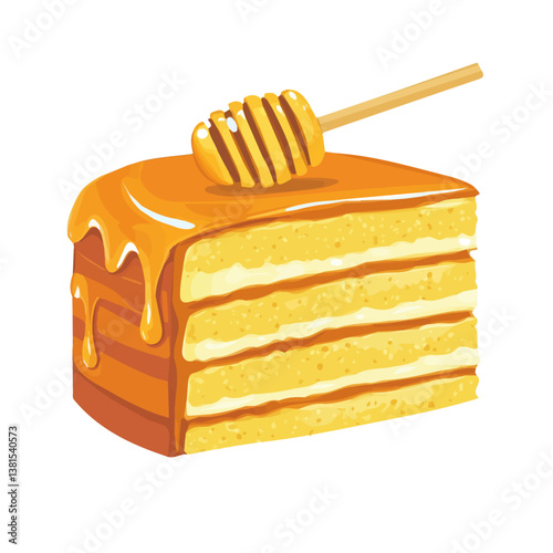 2D flat vector illustration of Honey Cake, isolated on a white background.