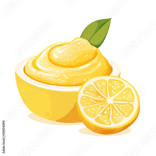 Lemon Curd 2D flat vector illustration, isolated on a white background.