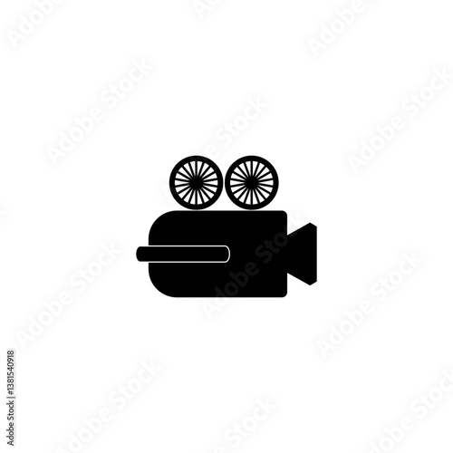 Movie camera icon. Vintage film device. Retro cinema symbol. Vector silhouette.