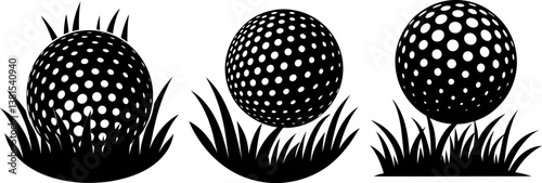 Golfball icon vector art, Vector of flat golf ball black icon silhouette design
