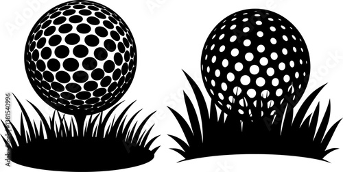 Golfball icon vector art, Vector of flat golf ball black icon silhouette design