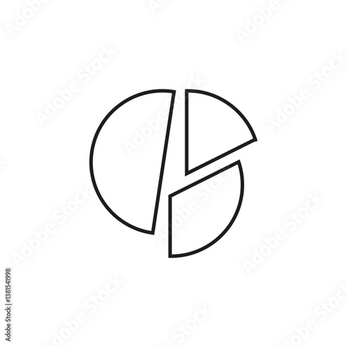 Pie chart icon. Business analytics symbol. Data visualization graphic. Black statistical element.