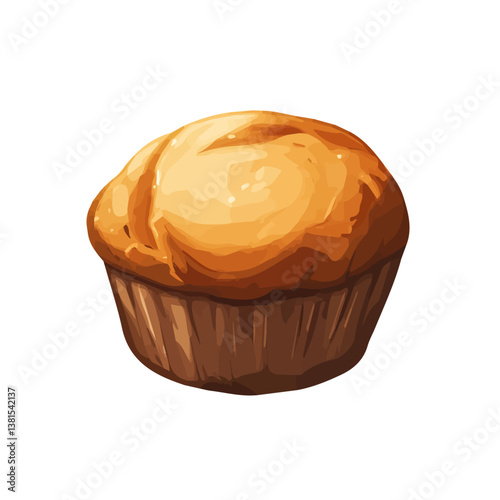 Muffin 2D flat vector illustration, isolated on a white background.