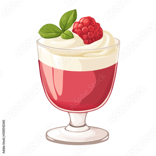 Panna Cotta 2D flat vector illustration, isolated on a white background.