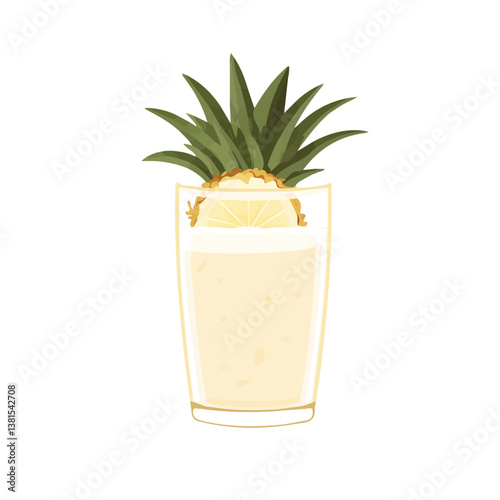 Pina Colada 2D flat vector illustration, isolated on a white background.
