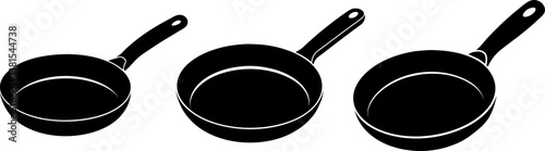 Frying pan icon vector art, Vector of pan black icon silhouette design