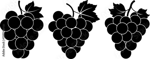 Grape fruits icon vector art, Vector of grape black icon silhouette design