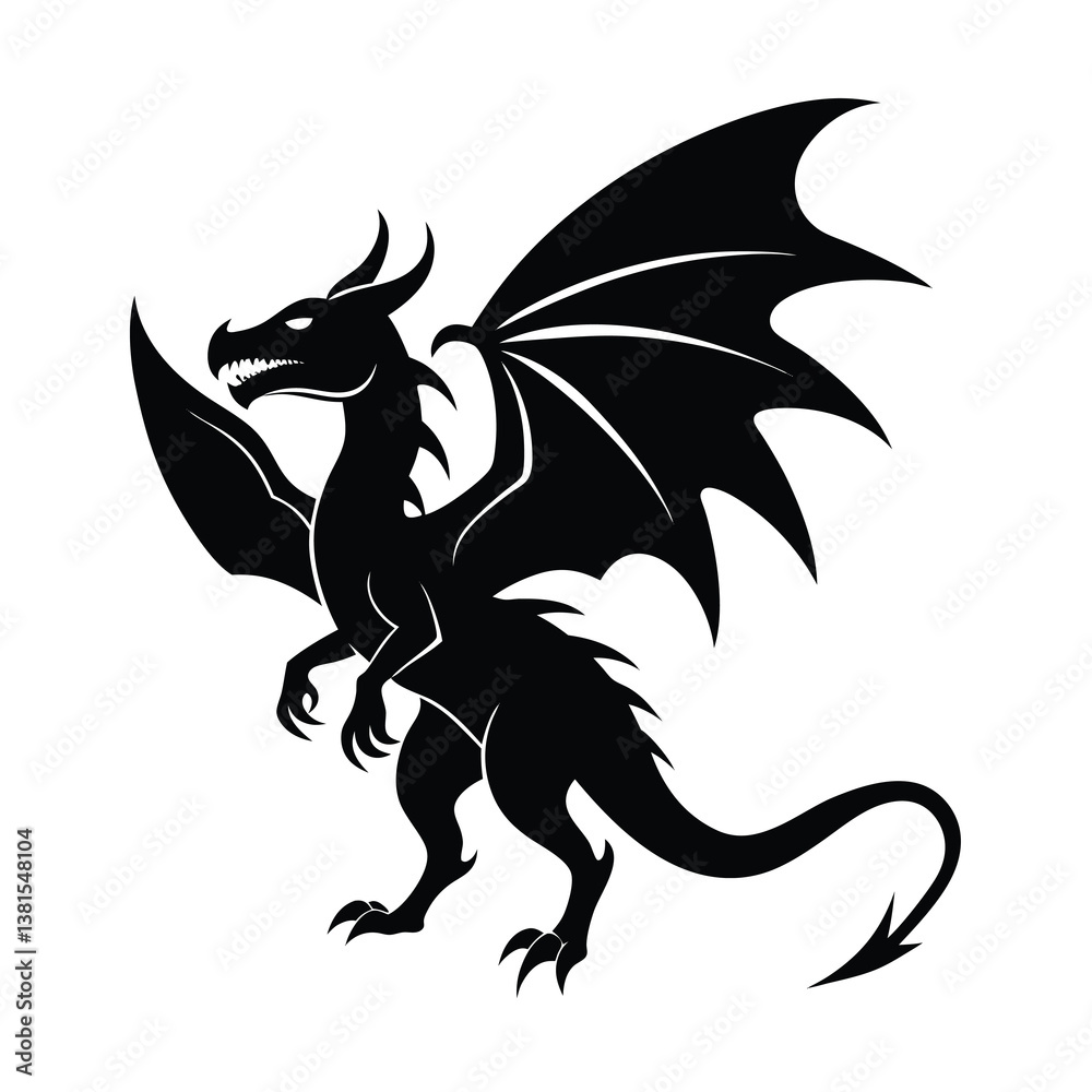 Naklejka premium black dragon vector illustration