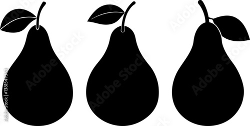 Pear fruit icon vector art, Vector of fruit black icon silhouette design