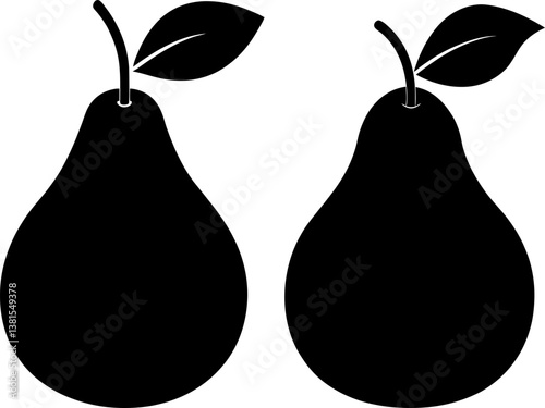 Pear fruit icon vector art, Vector of fruit black icon silhouette design