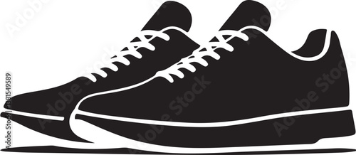 gym sneakers vector, sports training shoes silhouette, athletic footwear icon